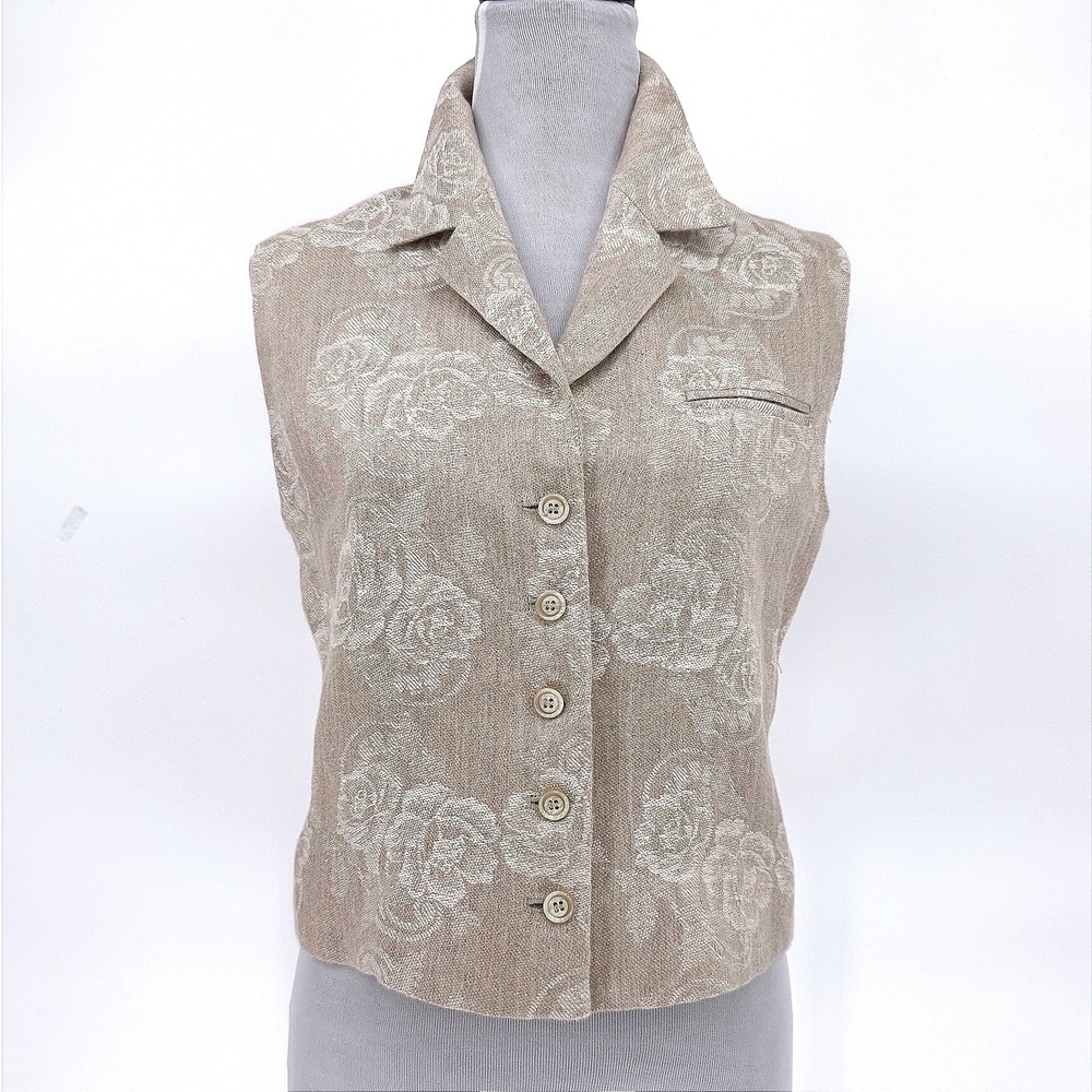 Harve Benard Collection Women's 100% Linen Floral Vest Size‎ 4